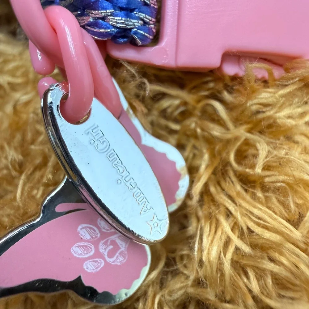 American Girl Shaggy Golden Puppy Dog Plush HHH74 Butterfly Collar 7 inch Pet